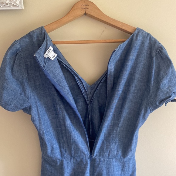 J Crew Chambray cute ruffle tie sleeved dress 👗 ☀️ - Picture 5 of 5
